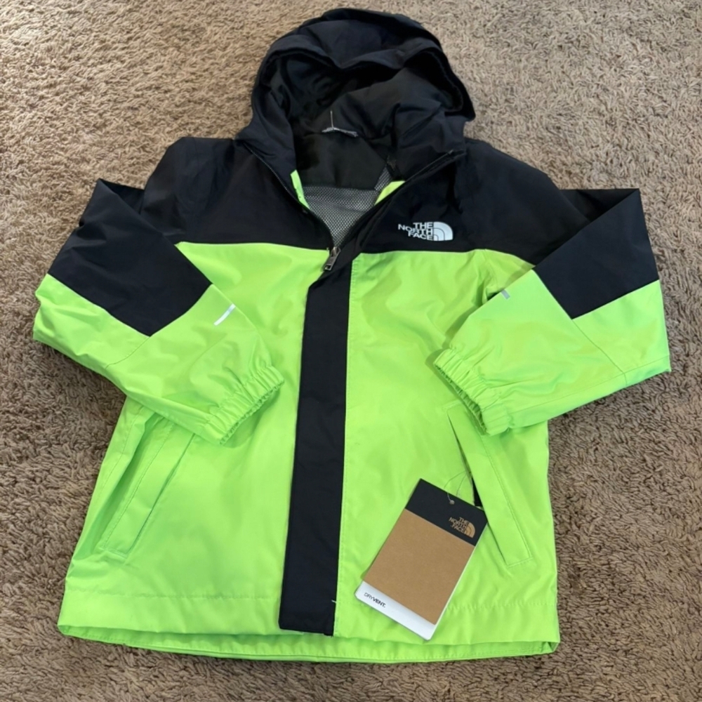 The North Face Kids Lime and Black Raincoat